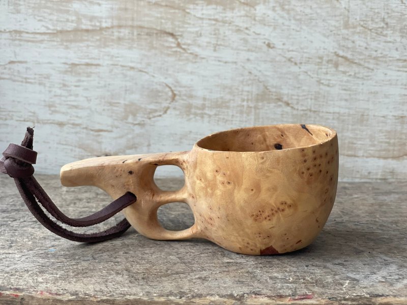 维京木制 kuksa 桦木瘤 130 毫升手工雕刻杯 Bushcraft Tradition 斯堪的纳维亚 - 其他杯子 - 木头 卡其色