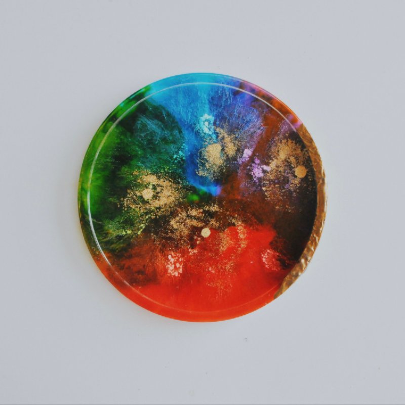 彩虹色环 树脂渲染冷水盘 - 杯垫 - 树脂 多色