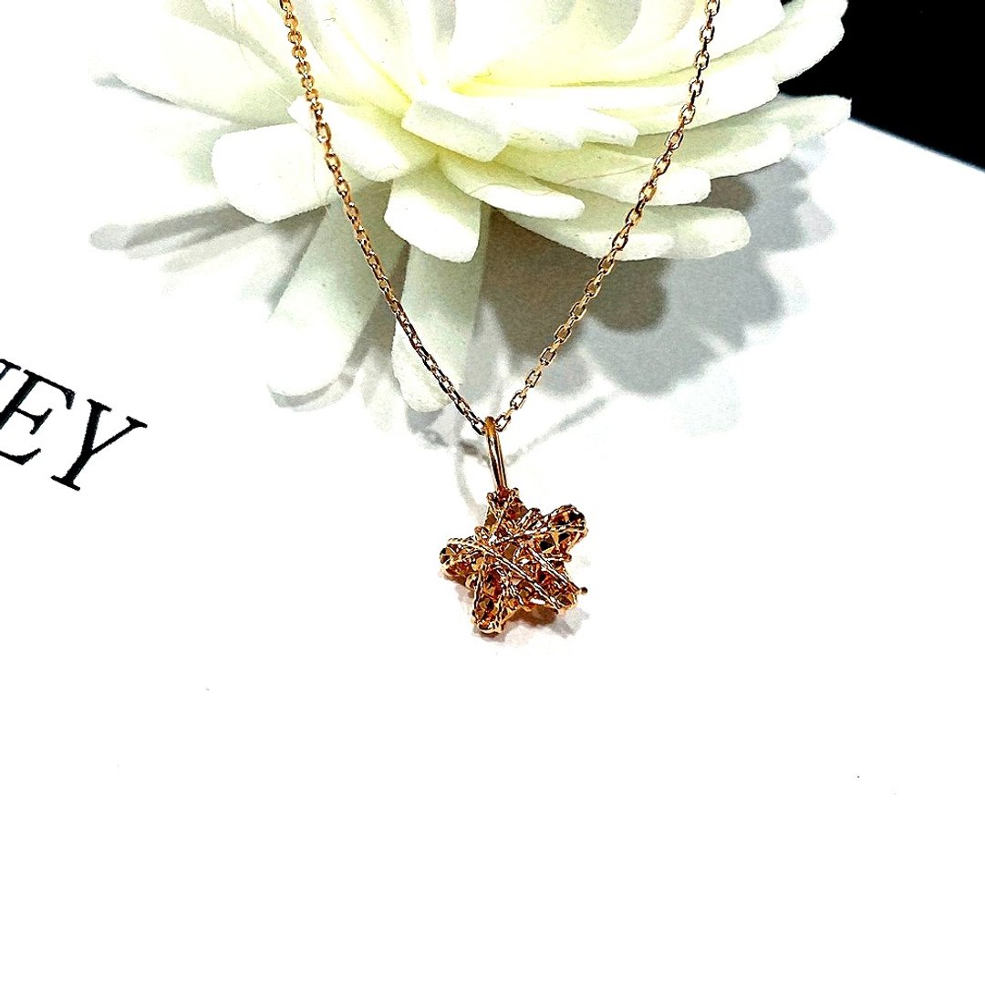 Eli Jewelry附金饰保证书18K黄金闪亮五角星星玫瑰金18K金项链 - 项链 - 玫瑰金 粉红色