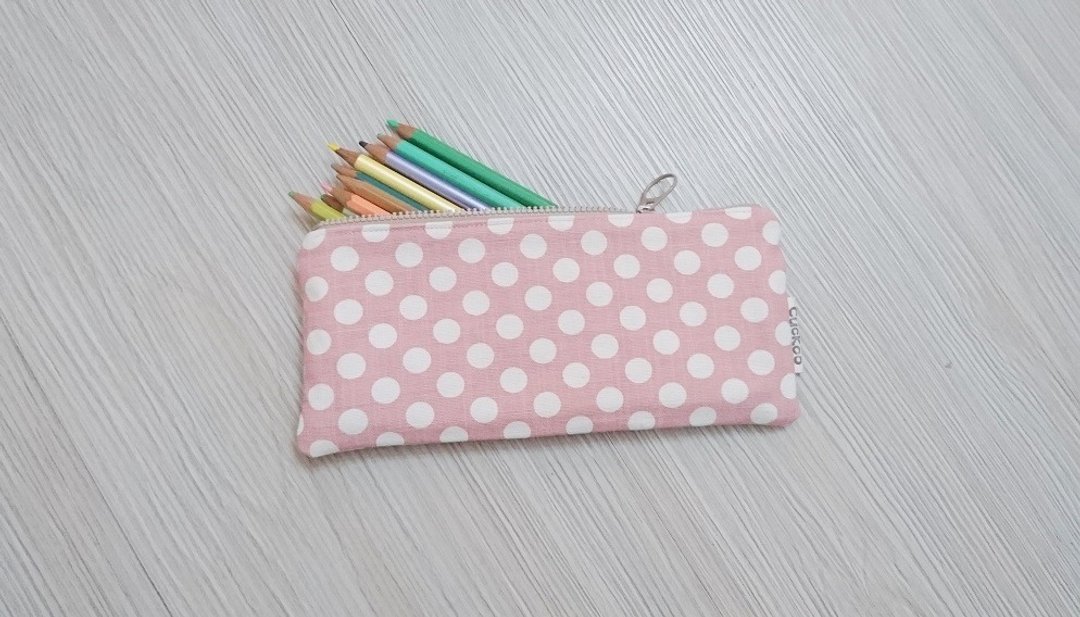 笔袋 文具 棉麻布笔袋 工具袋 收纳袋 圆点点 粉色 - 铅笔盒/笔袋 - 棉 