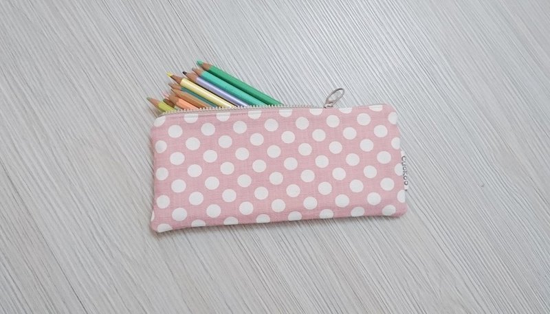 笔袋 文具 棉麻布笔袋 工具袋 收纳袋 圆点点 粉色 - 铅笔盒/笔袋 - 棉．麻 