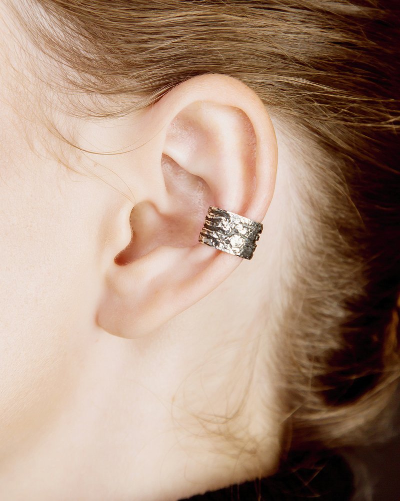 中性简约耳套纯银 - 耳环/耳夹 - 纯银 银色