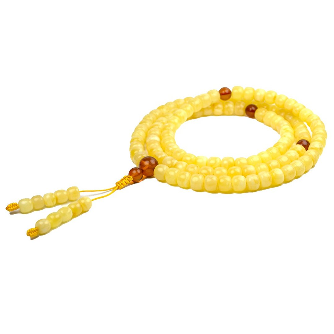 【正佳珠宝】蜜蜡琥珀 顶级苹果形白金满蜜  蜜蜡念珠佛珠 7.5mm - 手链/手环 - 半宝石 橘色