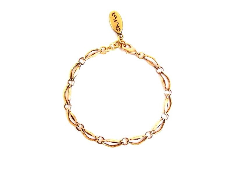 【UNA-优娜手作】基本百搭＿Ⓐ款造型铜链 黄铜手链 - 手链/手环 - 其他金属 多色