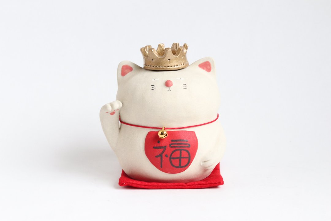 Lucky Cat King Single Vase Right Hand [Made-to-Order] - 摆饰 - 陶 红色