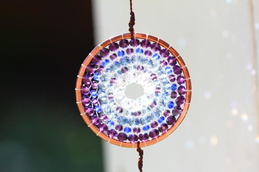 Christmas present glassbeads purple color  mandala suncatcher - 其他 - 玻璃 