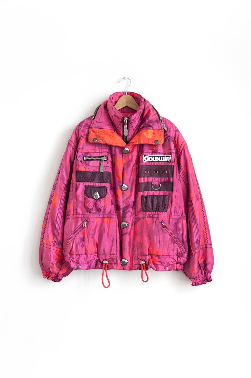 Vintage GOLDWIN 桃红迷彩双层滑雪衣古着外套 - 中性连帽卫衣/T 恤 - 聚酯纤维 多色