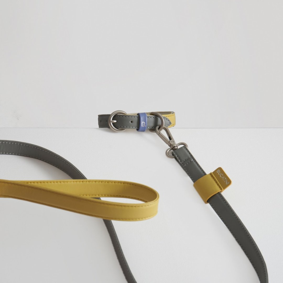 Pastello Dog Collar - Space Grey - 项圈/牵绳 - 真皮 灰色