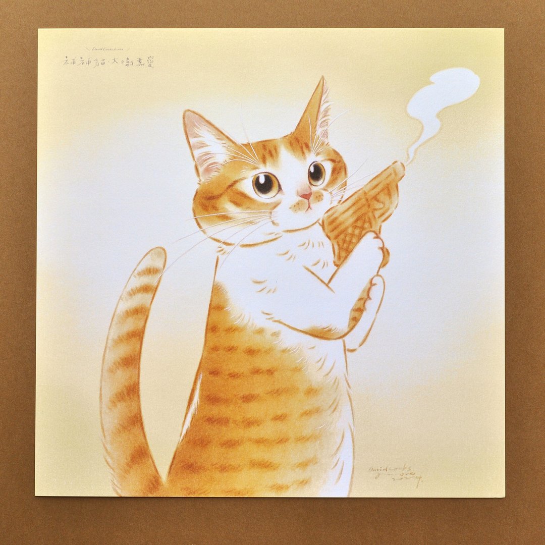 猫咪插画海报-鸡蛋糕手枪 - 卡片/明信片 - 纸 粉红色