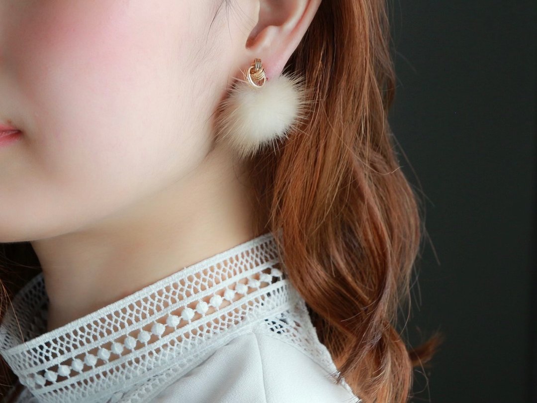 14kgf-petit chain pierced earrings / can change to clip-on - 耳环/耳夹 - 其他金属 金色