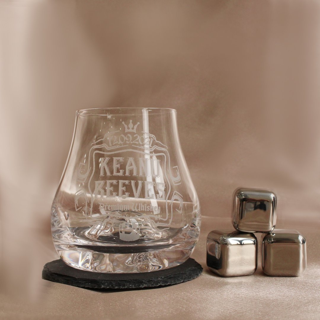 Whiskey Glass 冰山威士忌酒杯送男友 定制雕刻玻璃杯套装 - 玻璃杯 - 玻璃 