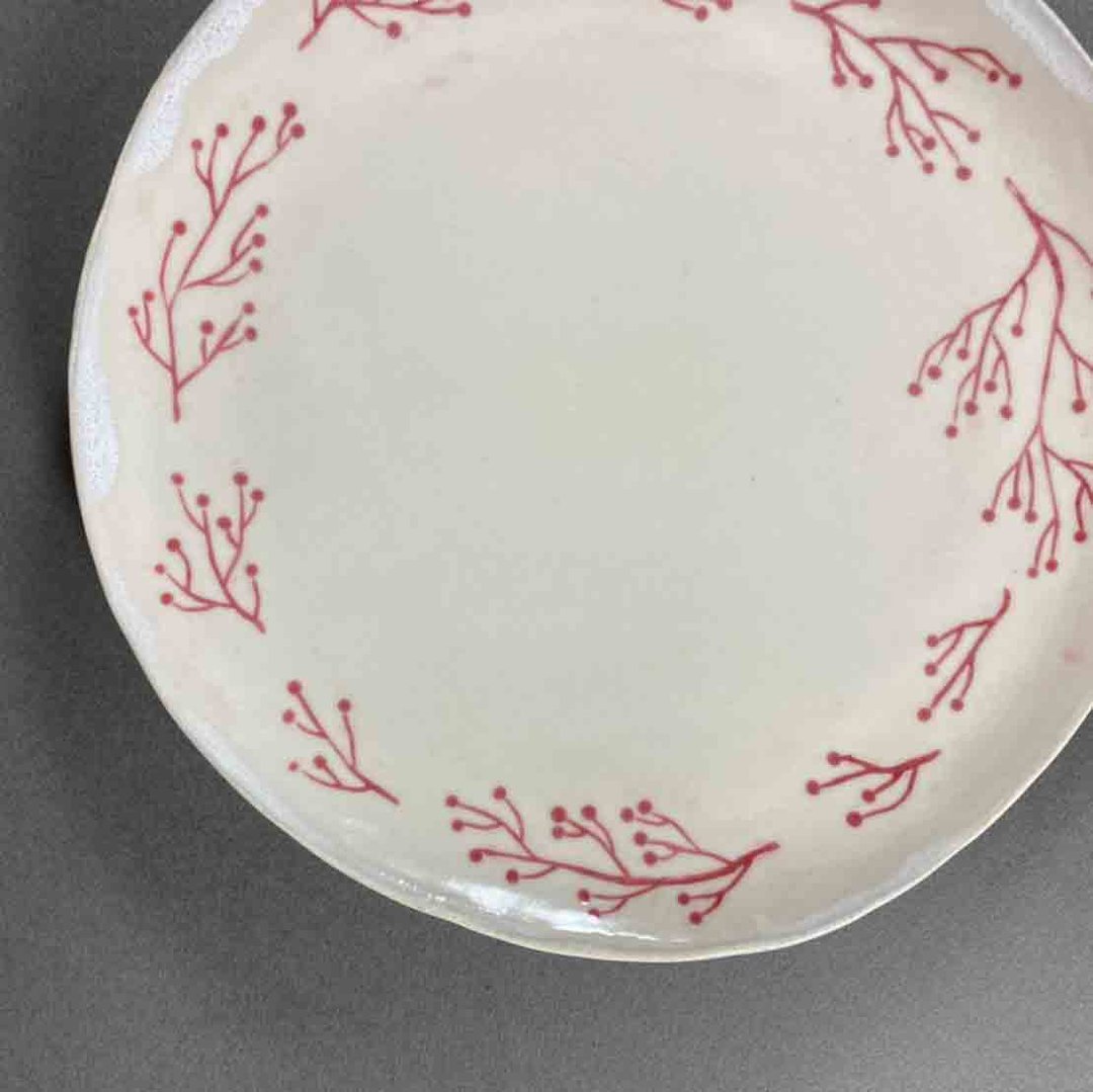 果实花圈 陶盘 - 盘子/餐盘/盘架 - 陶 红色