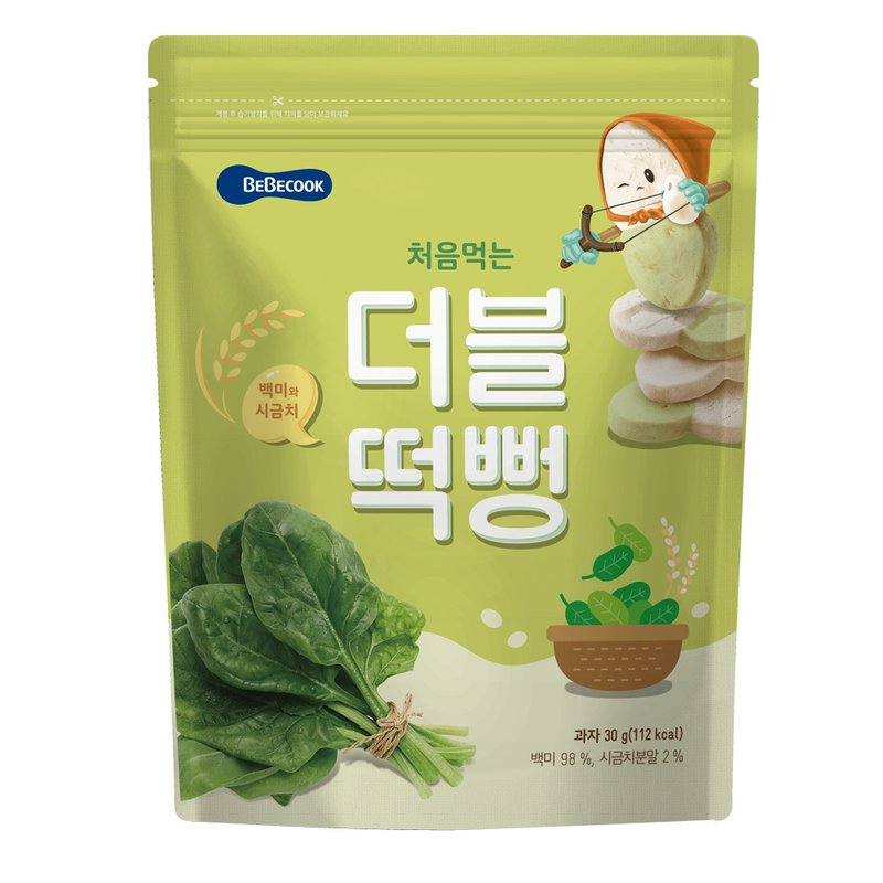 韩国【BEBECOOK】宝膳 婴幼儿双色初食绵绵米饼-白米菠菜(30g) - 其他 - 其他材质 