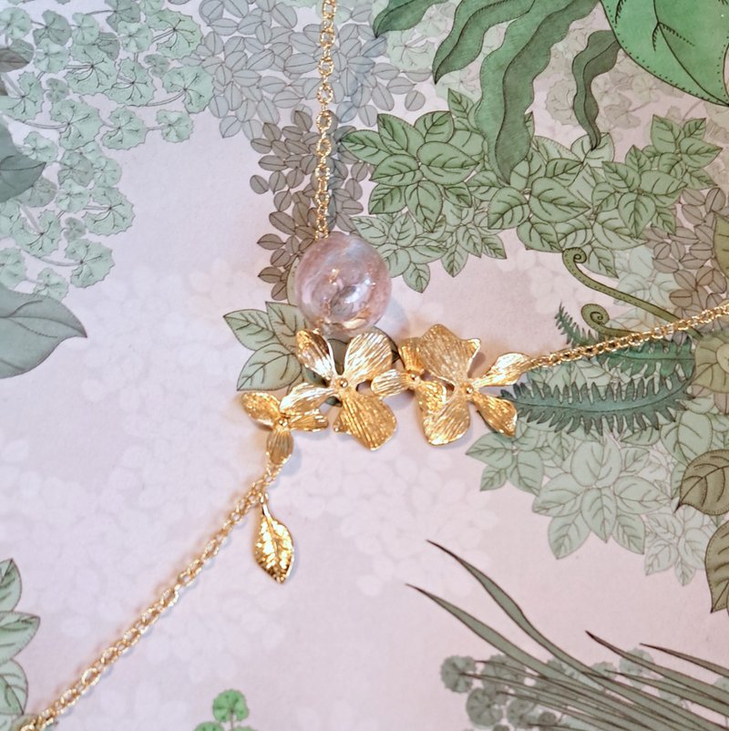 花舞 *  手工金沙 粉色 夜光 琉璃 精油项链 香氛 轻珠宝 - 香薰/精油/线香 - 琉璃 粉红色