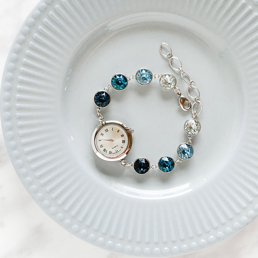 Lola / Blue Gradation Swarovski Bracelet Watch LI089 - 女表 - 其他金属 蓝色