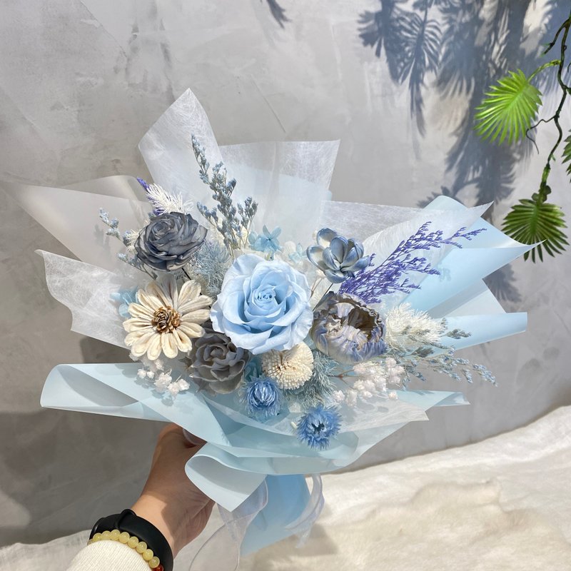 不凋花束 七夕 情人节 告白 毕业 水蓝 - 干燥花/捧花 - 植物．花 蓝色