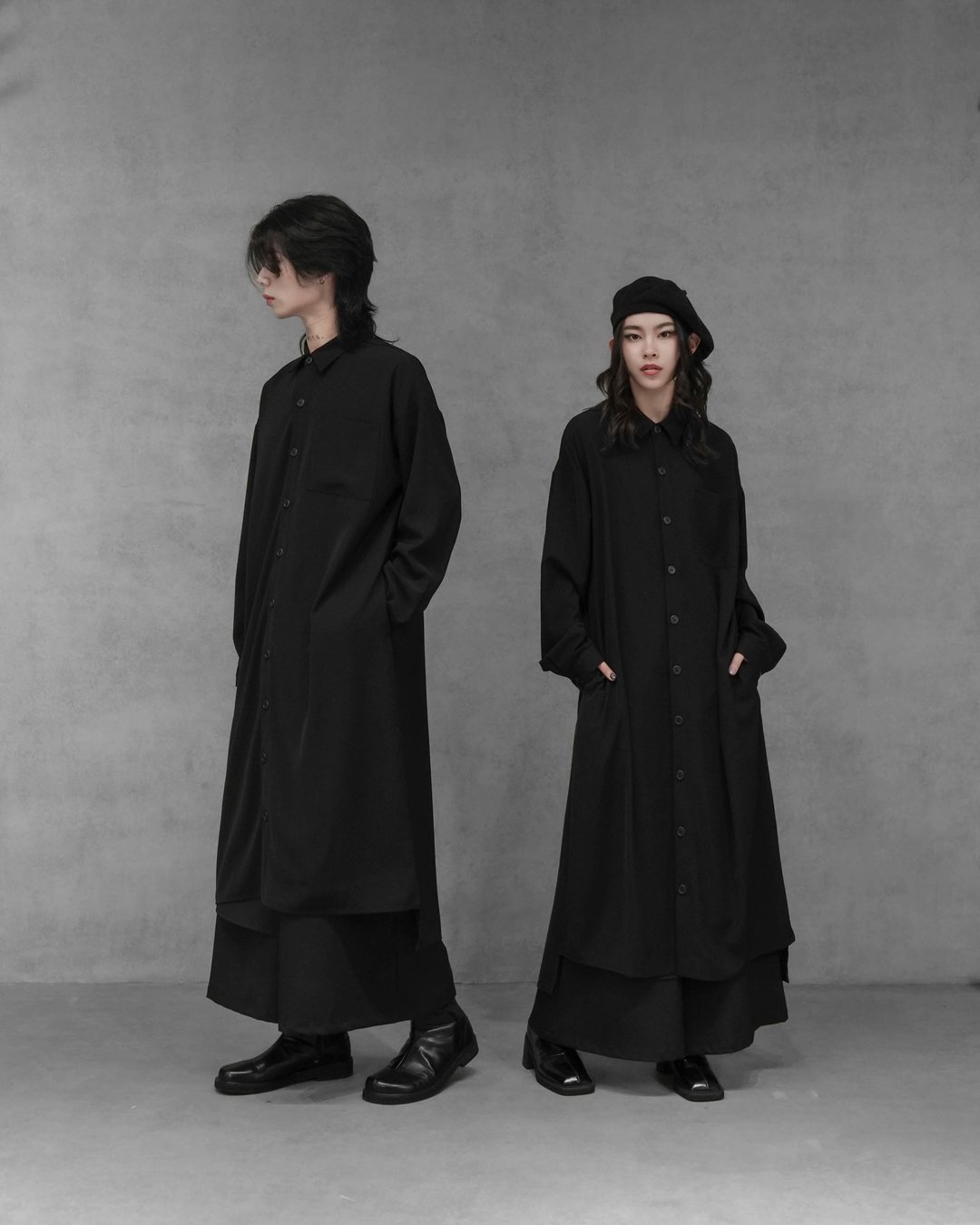 MUKK DESIGN 经典长直筒衬衫 - 男装衬衫 - 聚酯纤维 黑色