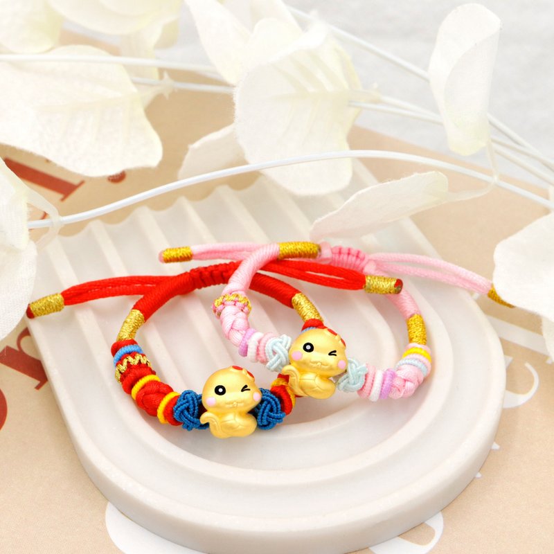 木村原创弥月礼 / 眨眼腮红小蛇弥月金饰 /新生儿/周岁礼/满月 - 婴儿饰品 - 24k 金 红色