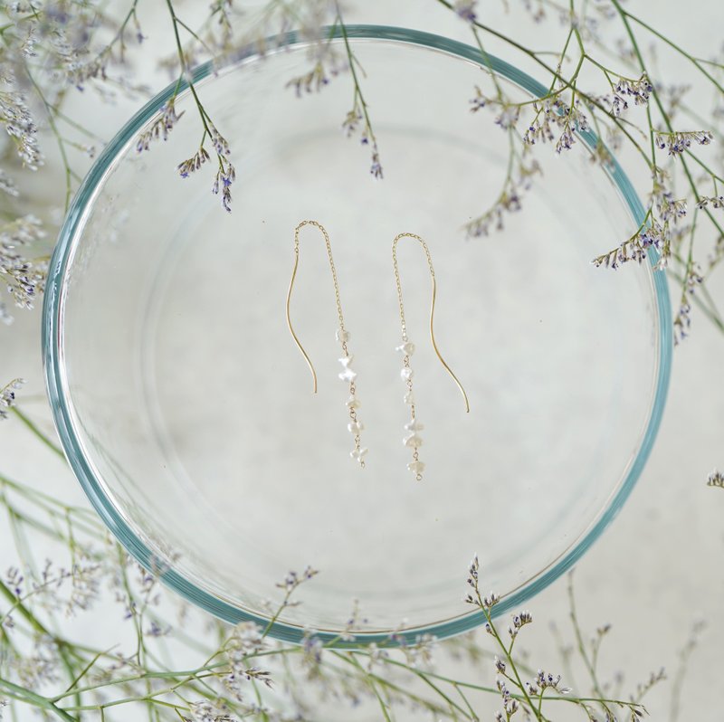 K10 Akoya 美式耳环 - 耳环/耳夹 - 珍珠 白色