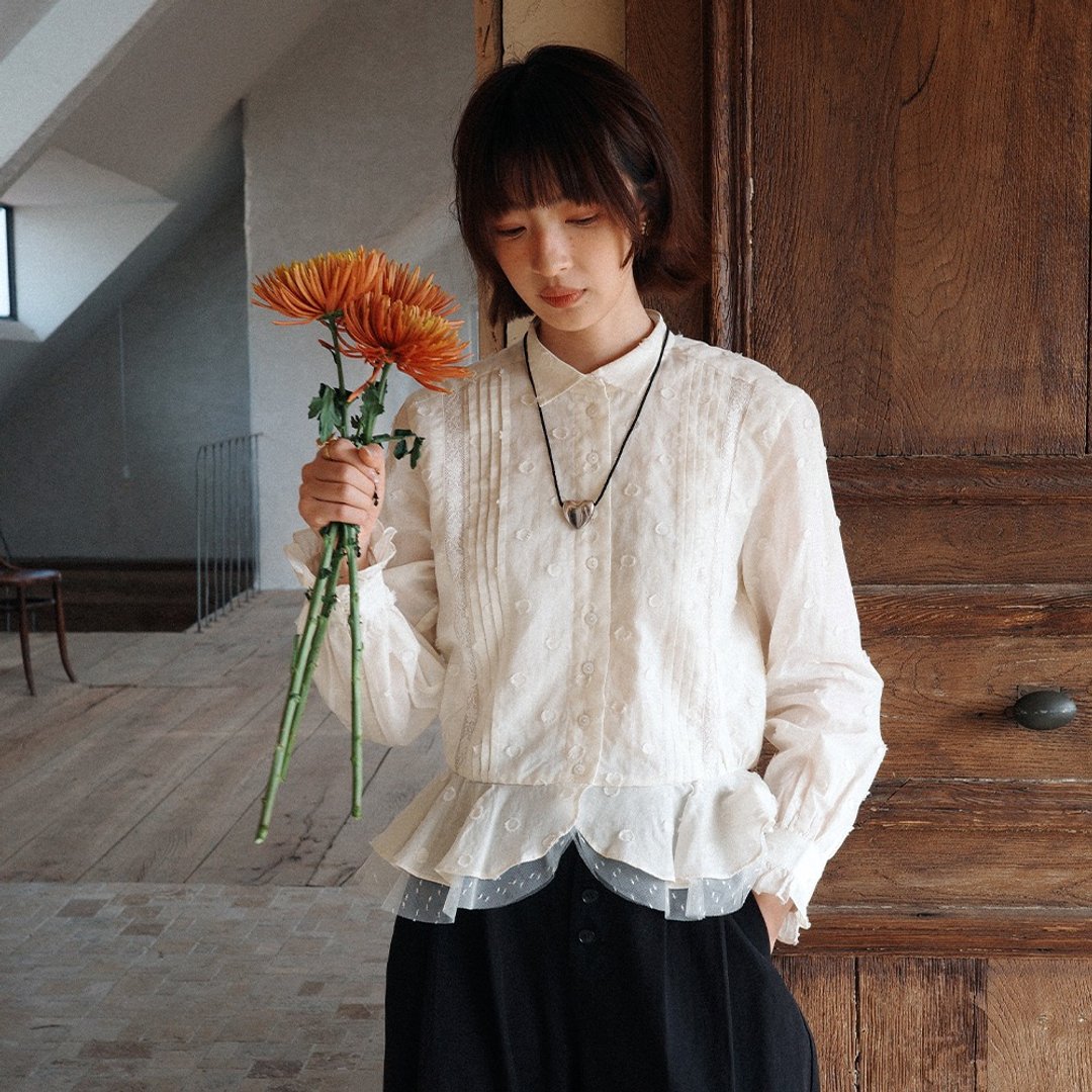 圆点提花衬衫 | 衬衫 | 春款|Sora-2051 - 女装衬衫 - 棉 
