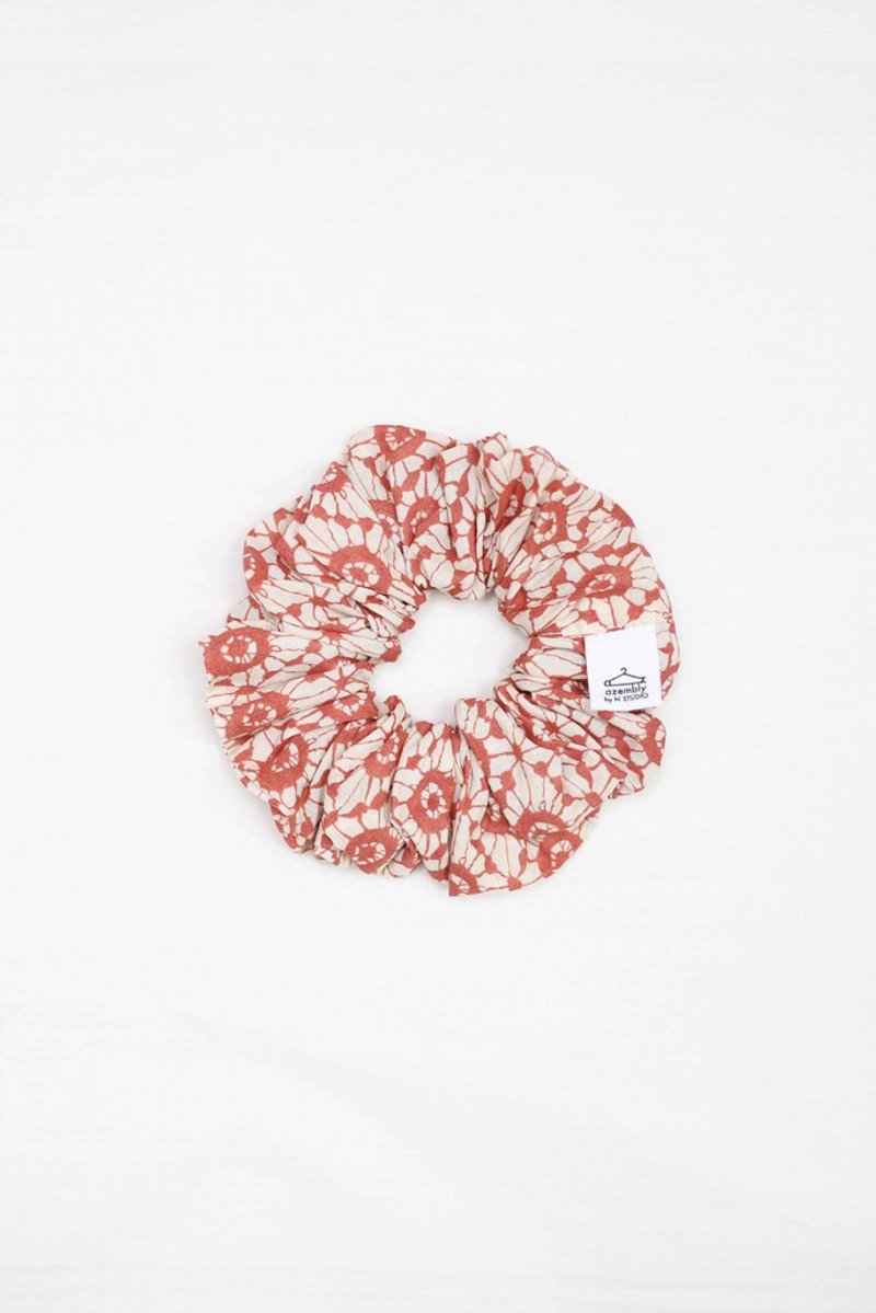 扎染图案泡泡发圈 - 发饰 - 棉．麻 橘色