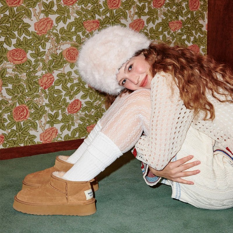 PRE-ORDER 韓國品牌 MACMOC Noon Song I 牛皮抓絨毛皮短靴 CAMEL - 女款短靴 - 其他材质 白色