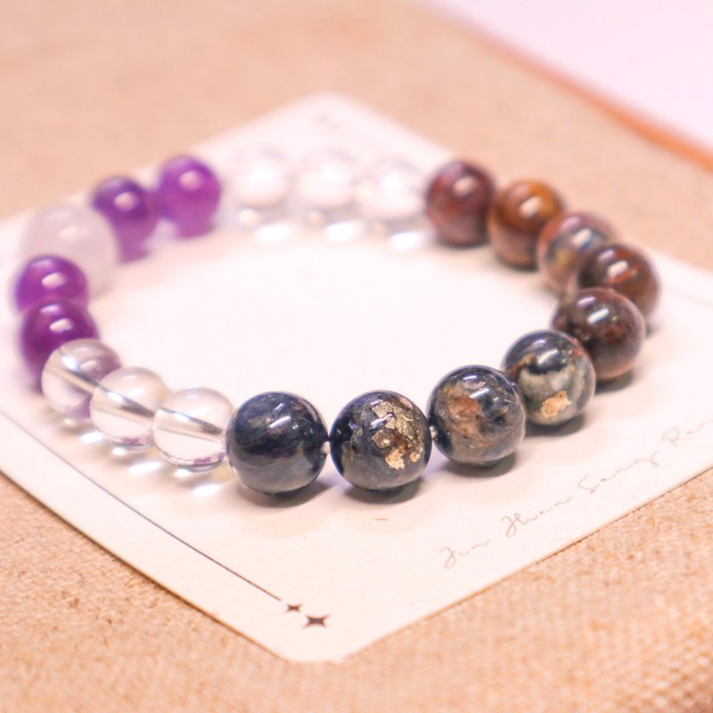 【风暴魔法师】勇气智慧手链 l 白水晶×白兔毛×紫水晶×彼得石 - 手链/手环 - 玉石 