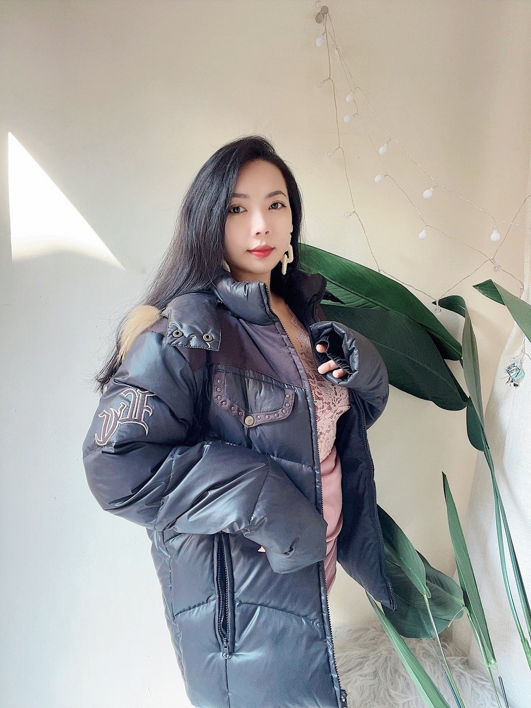 lee 经典黑冬季铆钉率性可拆帽领 古董古着羽绒澎厚磅外套vintage - 男装外套 - 羽绒 黑色