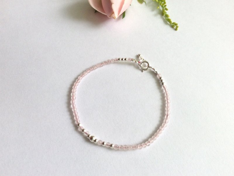 Ops Rose Quartz bracelet -粉晶/细链/手链/梦幻/招桃花/细致/粉 - 手链/手环 - 宝石 粉红色