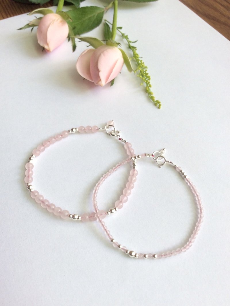 Ops Rose Quartz bracelet -粉晶/细链/手链/梦幻/招桃花/细致/粉 - 手链/手环 - 宝石 粉红色