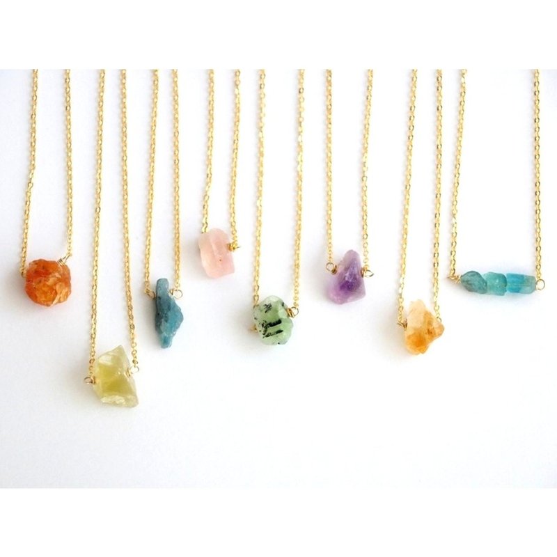 天然水晶项链 原矿颈链项链 天然石项链 粉晶 紫水晶 黄晶 - 项链 - 宝石 多色