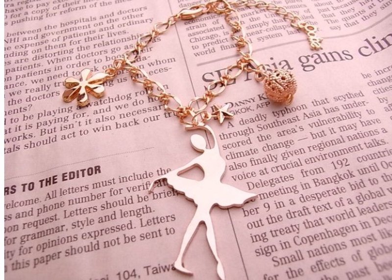 Oops芭蕾舞女孩手链 - 手链/手环 - 其他金属 粉红色