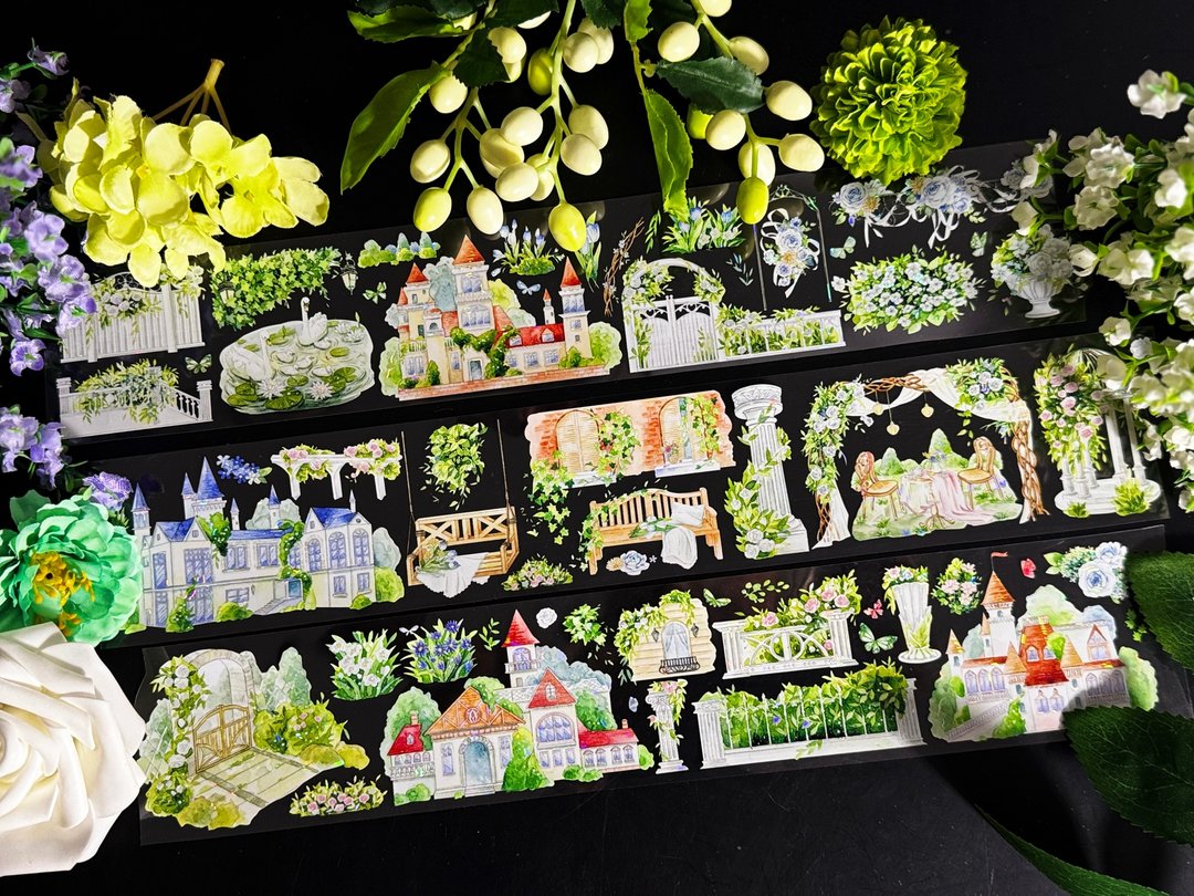 花朝花暮 PET 纸胶带 白墨贝壳光 10米卷 - 纸胶带 - 塑料 多色