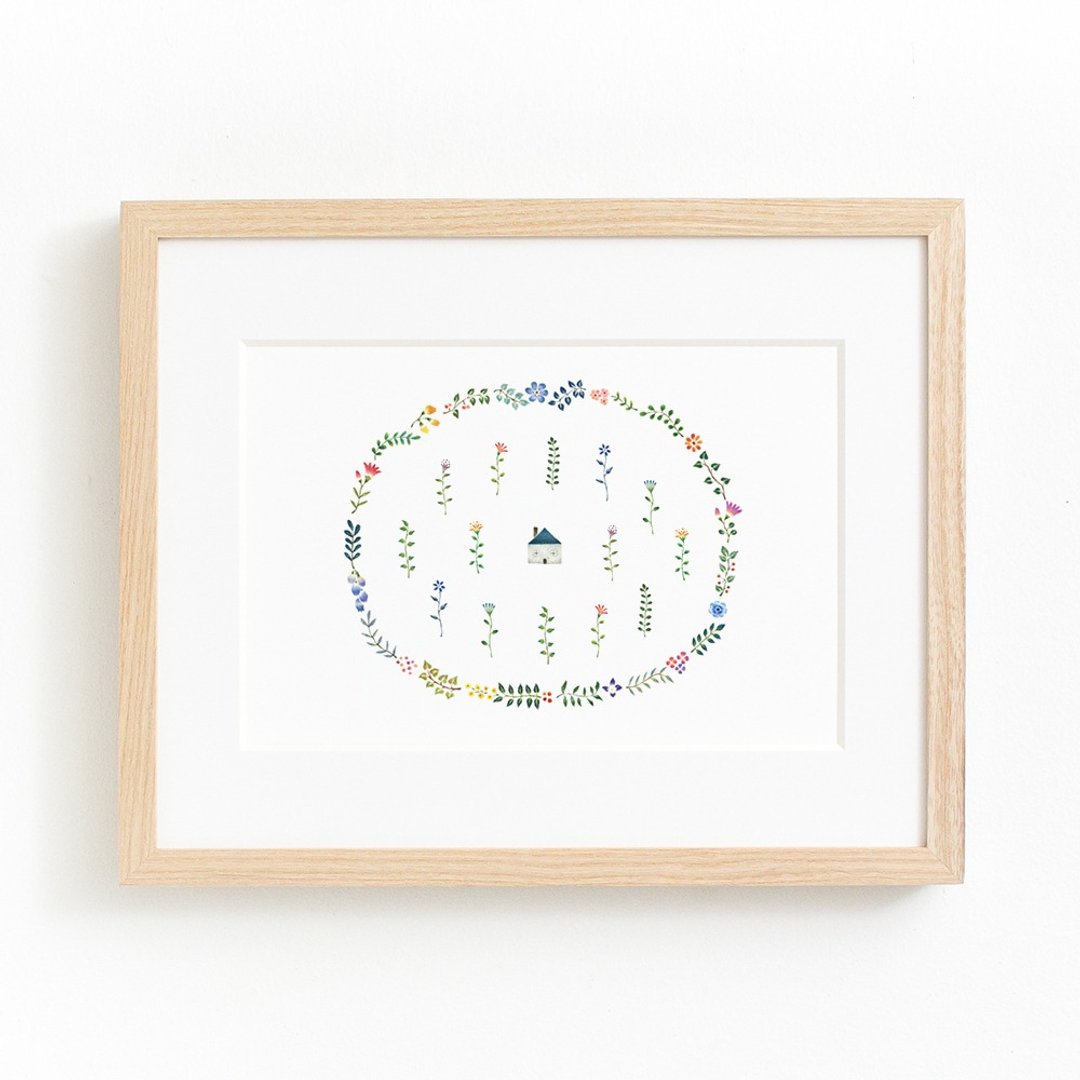 Living with a picture. Framed Art Print "Blue Little Home Garden" FAP-A591 - 海报/装饰画/版画 - 纸 蓝色