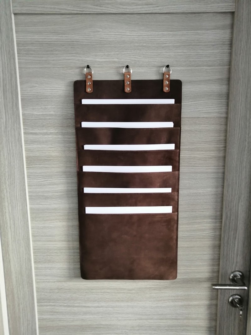 Leather wall pocket organizer, Leather wall hangings, Wall mail pocket - 收纳用品 - 真皮 多色