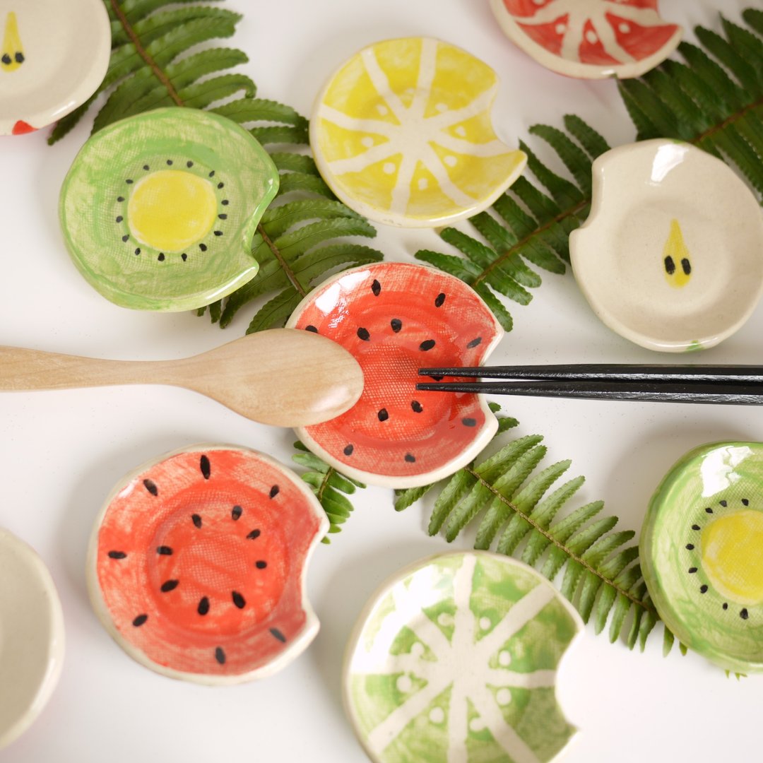 Cutlery rest of fruits  【watermelon】 - 筷子/筷架 - 陶 红色