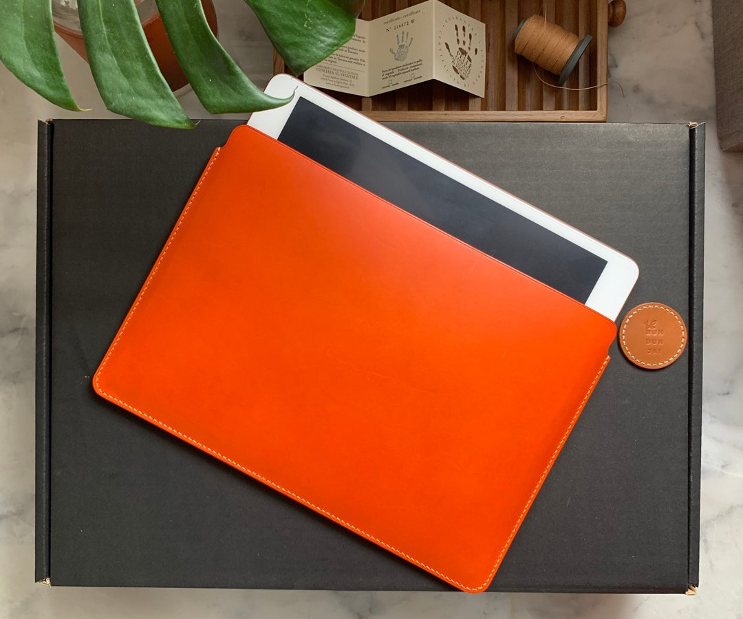 iPad Pro Sleeve - 电脑包 - 真皮 橘色
