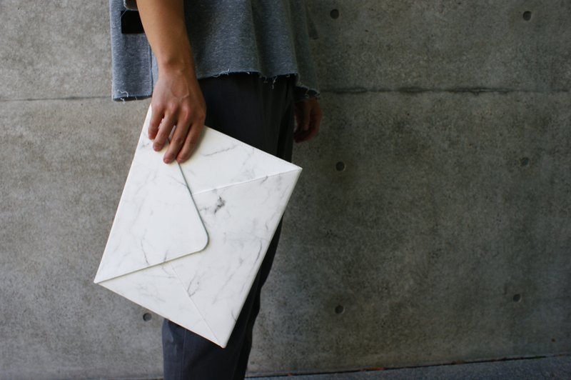 A4大理石纹信封包（白） - 文件夹/资料夹 - 真皮 白色