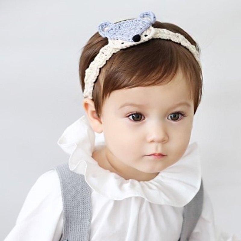 日安朵朵 / Happy Prince 小狐狸针织发带(浅蓝) 韩国制 - 围嘴/口水巾 - 棉．麻 蓝色