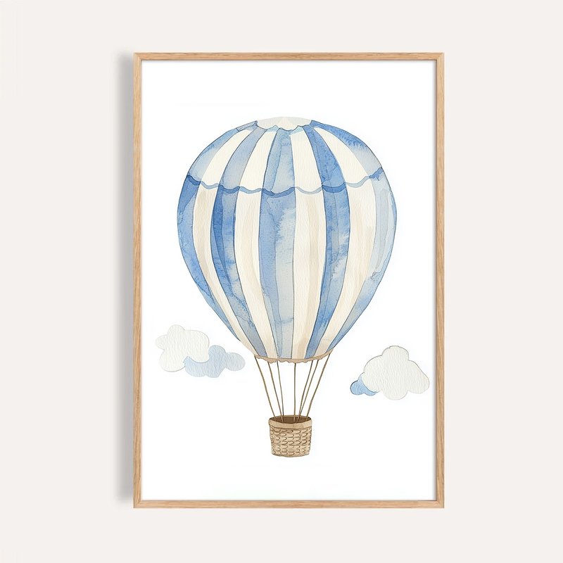 蓝空的热气球 Blue Sky Balloon / 童话系列梦想插画 - 海报/装饰画/版画 - 纸 