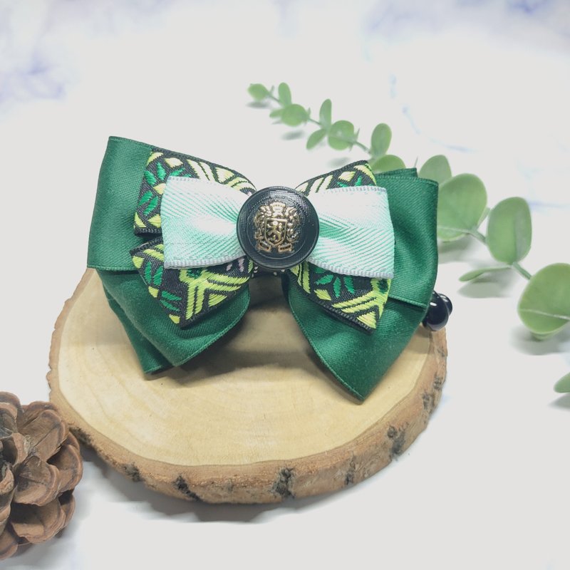 绿色民族风-香蕉夹鲨鱼夹弹簧夹 - 发饰 - 棉．麻 绿色