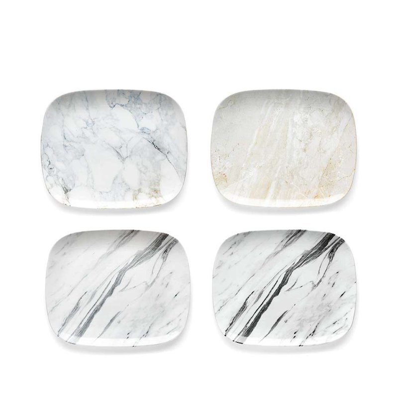 大理石纹长方瓷盘4入礼组-原装彩盒 - 盘子/餐盘/盘架 - 瓷 灰色