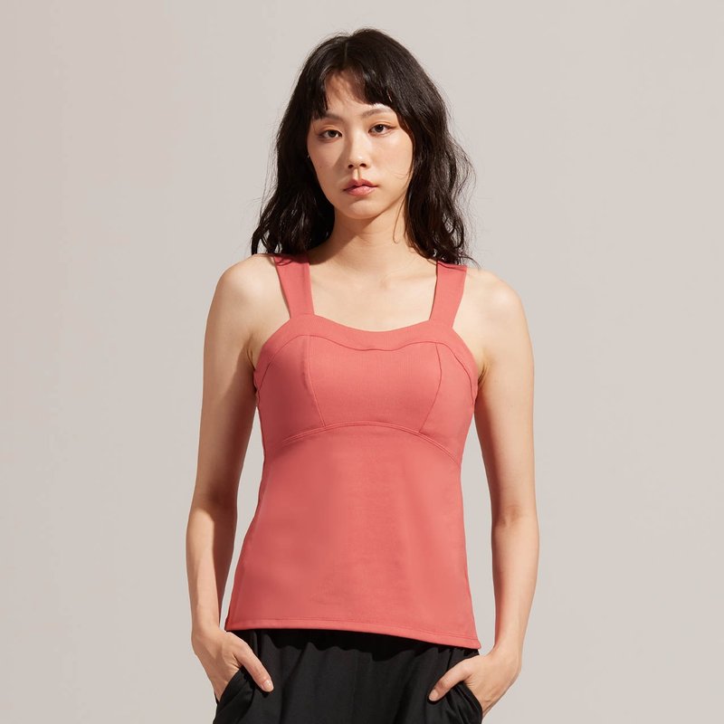 【新年开运色】REBOOT动能-超细磨毛合身BRA TOP-矿物红 - 女装背心 - 聚酯纤维 红色