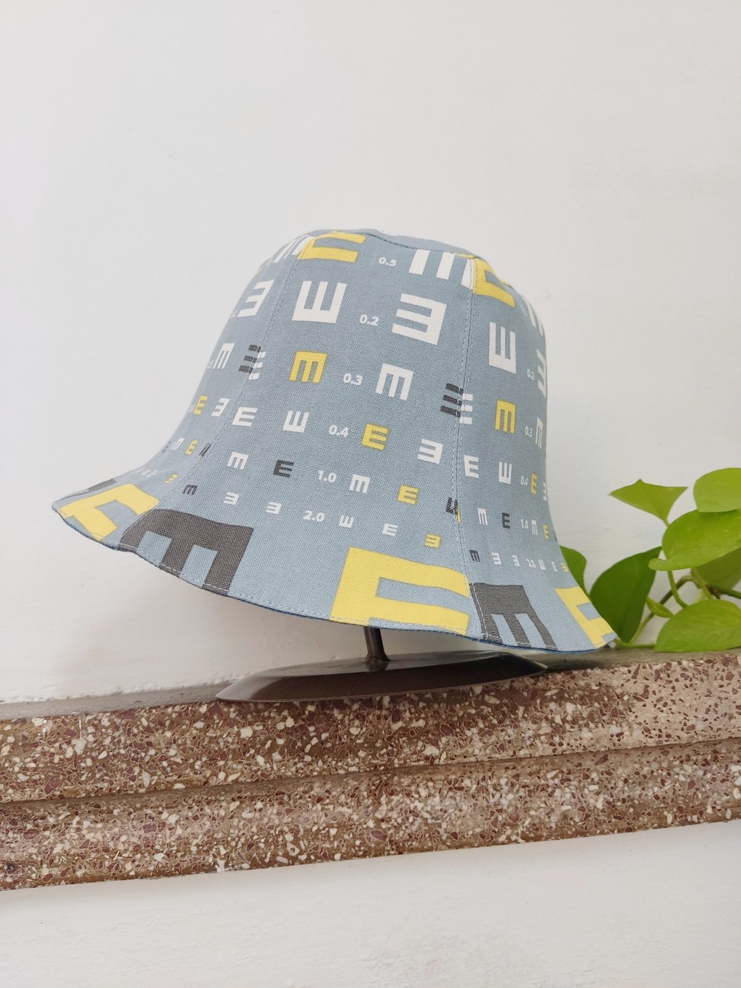 手工双面渔夫帽/短帽檐/遮阳帽/水蓝色/视力检查表 - 帽子 - 棉 蓝色