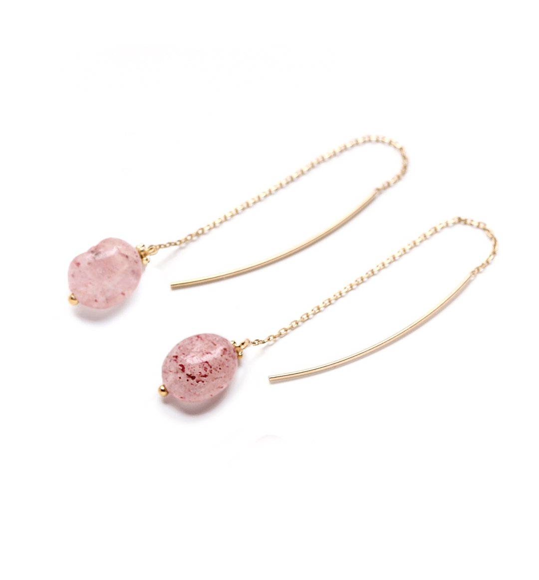 K10 Pink Epidote (Tumble) American Earrings ~CRASPEDIA GLOBOSA~ - 耳环/耳夹 - 宝石 粉红色