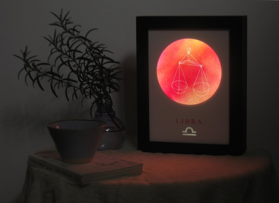 定制星座小夜灯 Libra天秤座  星空生日礼物 调光陪伴入眠床头 - 灯具/灯饰 - 纸 蓝色