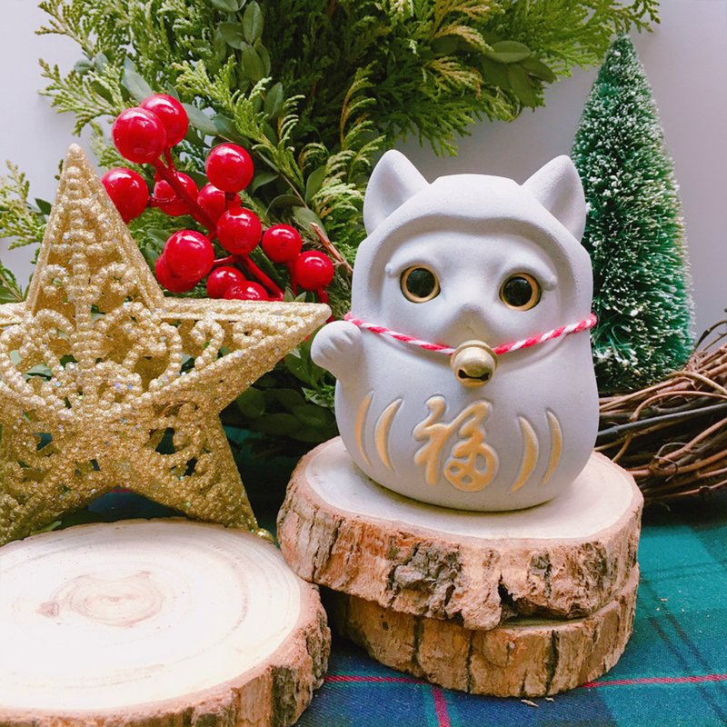 【圣诞精选】达摩招财猫 泥有钱 水泥 扩香石 交换礼物 - 玩偶/公仔 - 水泥 灰色