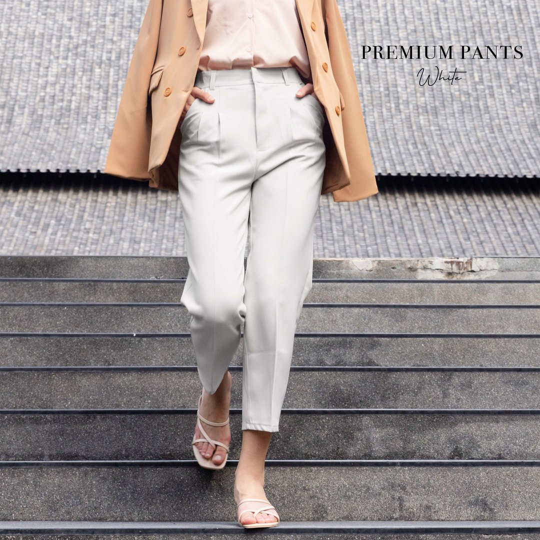 Premium Pants 白色 - 女装长裤 - 环保材料 白色