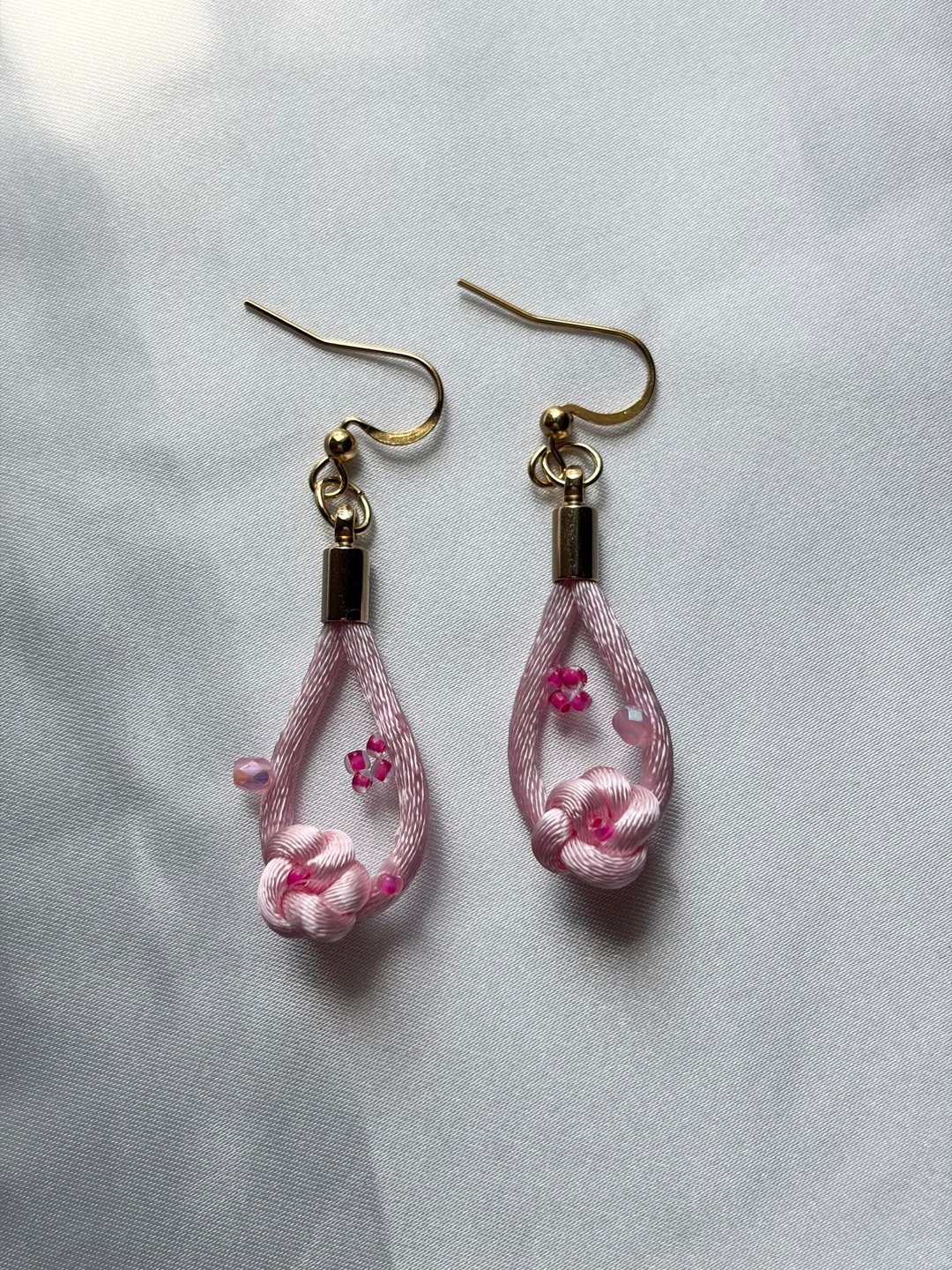 水滴耳饰 S 尺寸 Sew on cord accessory 婴儿粉 择一金属配件 日本制 - 耳环/耳夹 - 其他材质 