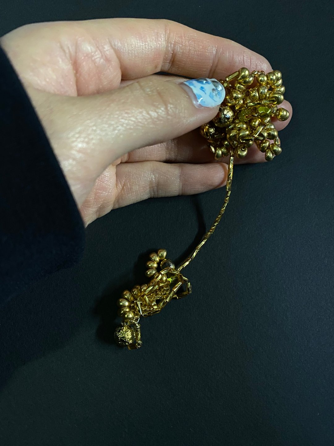 异星花语 金色沙漠垂坠耳环 - 耳环/耳夹 - 玻璃 金色